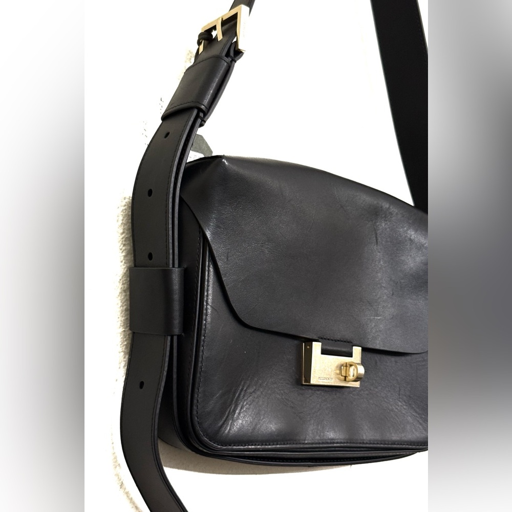 NWT All Saints Etienne Black Leather Shoulder Bag - Picture 10 of 16